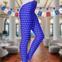 Legging Americana Star Spangled Silver Stars On Blue