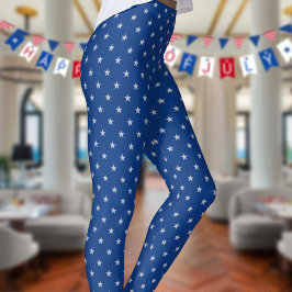 Legging Americana Star Spangled Silver Stars On Navy 3
