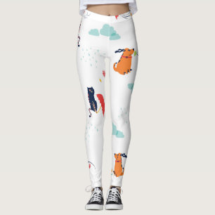 Legging Amigos do dia chuvoso: Cachorro Gato Vintage