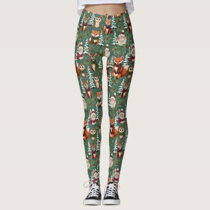 Legging Amigos Fofos da Floresta de Inverno – Animal de Fe