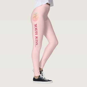 Legging Amor Citação Romântica Beijo Rosa
