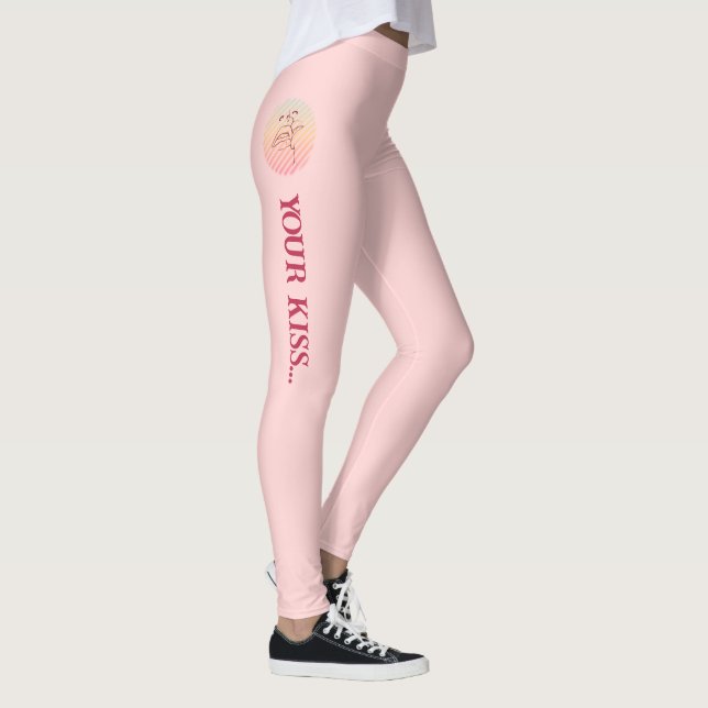 Legging Amor Citação Romântica Beijo Rosa (Direita)