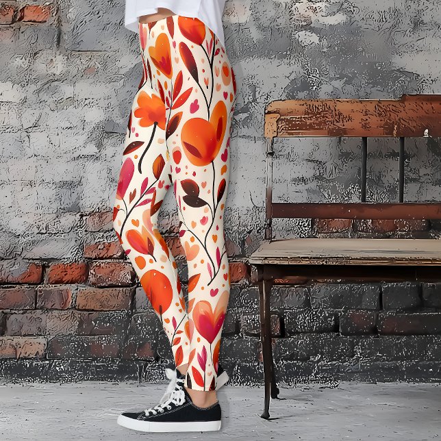 Legging Amor com Cheio Bloom: Dia de os namorados (Heartfelt Blooms Valentine's Day Leggings)