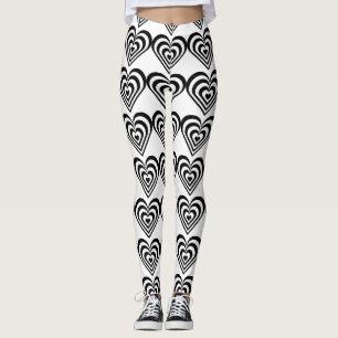 Legging amor de pulsação preto e branco dos corações d