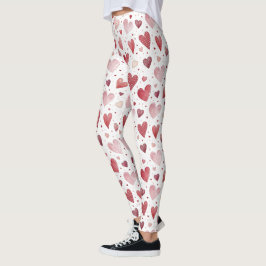 Legging Amor em Aquarela - Padrão Cardíaco Whimsical