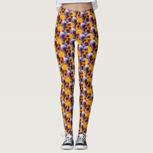 Legging Amor perfeito amarelo, alaranjado e roxo abstrato