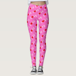 Legging AMOR rosa e elegante moderno-chique cardíaco