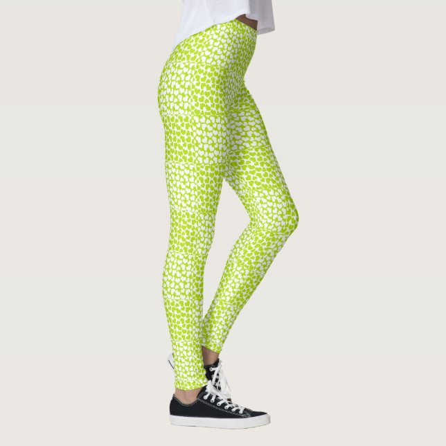 Legging Amor Xadrez em Verde Lima e Branco  (Direita)