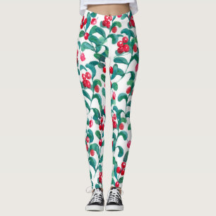 Legging Amoras silvestres de cor aquosa, padrão sem costur