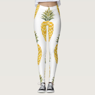 Legging Ananases Pintados À Mão: Sem Costura De Aquarelas.