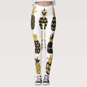 Legging Ananases Pretos: Conjunto Texturizado Único