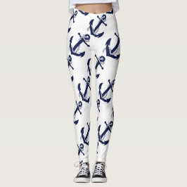 Legging Âncora branca & azul náutica