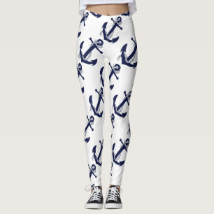 Legging Âncora branca & azul náutica
