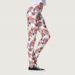 Legging Âncoras náuticas e Coral oceânico, tropicais diver<br><div class="desc">Leggings super divertidas com um padrão de âncoras náuticas azuis e coral oceânico. Perfeito para umas férias de praia tropical ou casamento,  trabalhando fora ou visto divertido do dia a dia.</div>