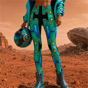 Legging Android Mecânico Colorido Robô Futurista