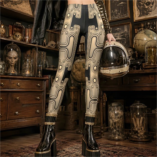 Legging Android Mecânico Sépia Robô Futurista (Criador carregado)
