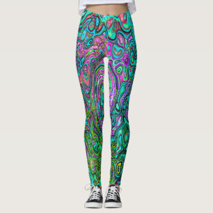 Legging Anel Abstrato Retro Líquido Aquamarine Groovy