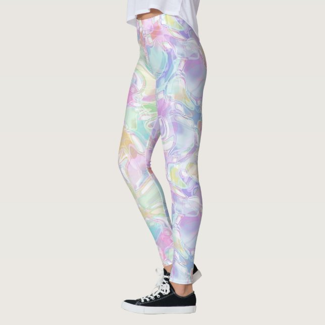 Legging Anel Pink Violet Blue Turquoise Swirls (Esquerda)