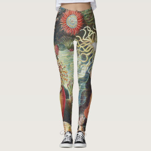 Legging Anêmonas-do-mar de Haeckel Colagem de arte náutica