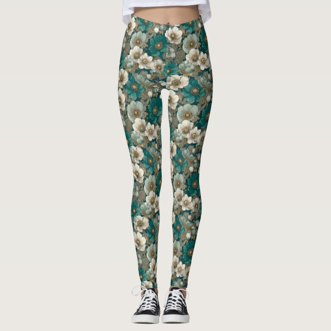 Legging Anêmonas Flor Anêmonas Correndo Anêmonas Luxo Mulh (Frente)