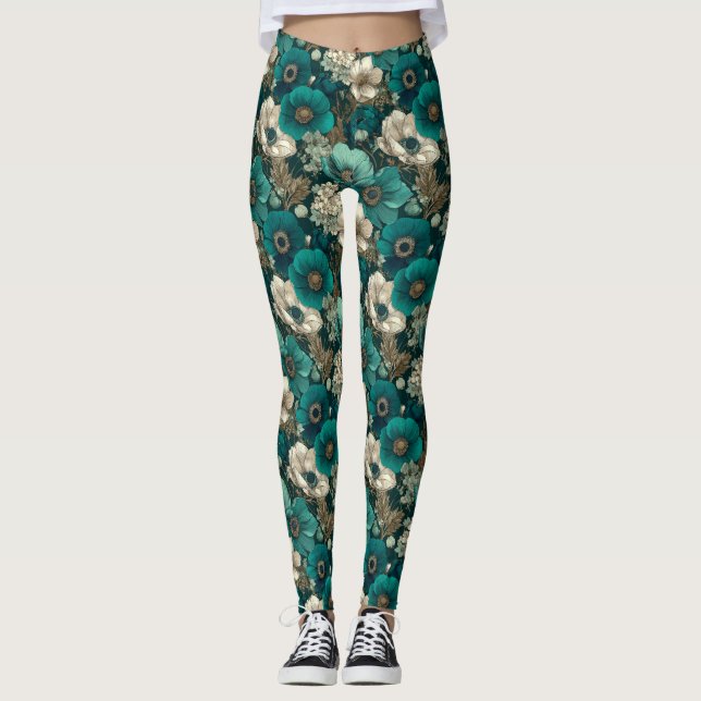 Legging Anêmonas Flor Fitness Moda Anêmonas Pétala (Frente)