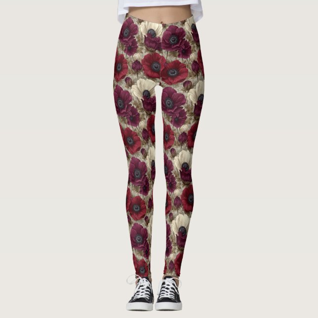 Legging Anêmonas Flor Maternidade Acento Anêmonas (Frente)