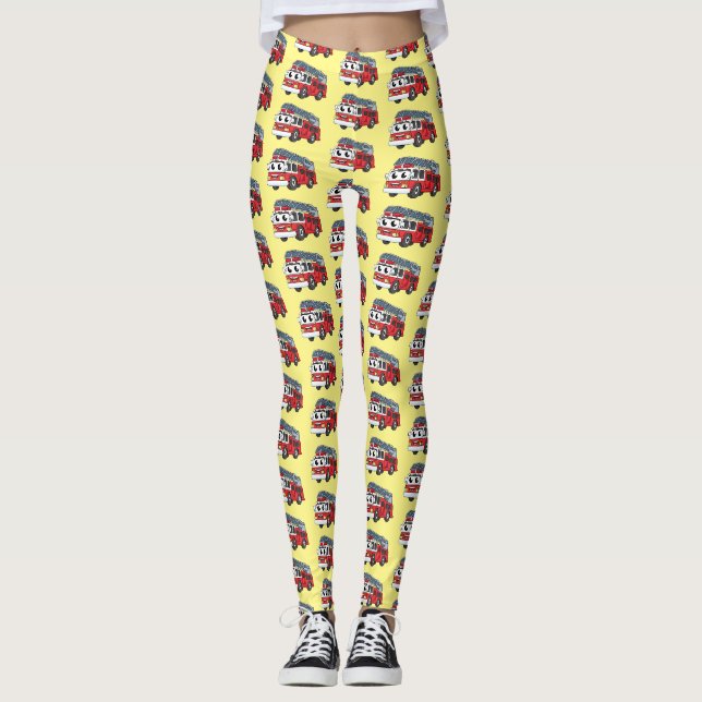 Legging Animação de bombeiros felizes (Frente)