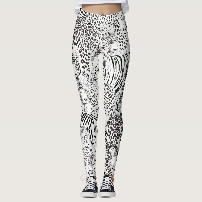 Legging Animais Brancos Brancos Brancos Modernos (Frente)