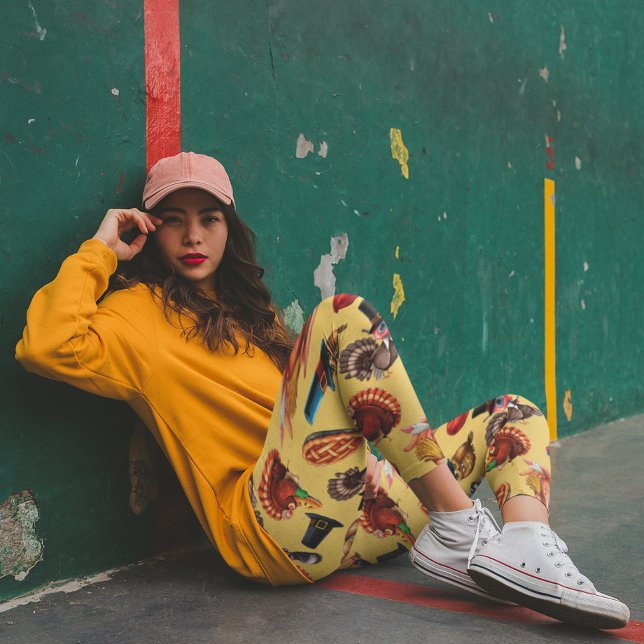 Legging Animais de Queda de Ação de Graças na Turquia (Criador carregado)