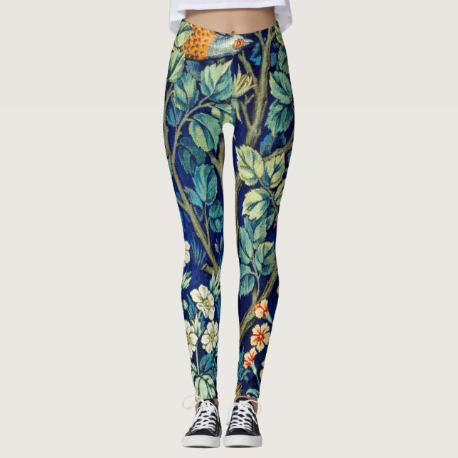 Legging Animais e Flores, Floresta, William Morris (Frente)