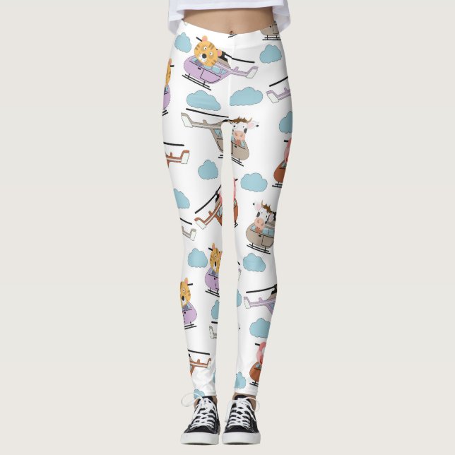 Legging Animais Fofos no Padrão Helicóptero (Frente)