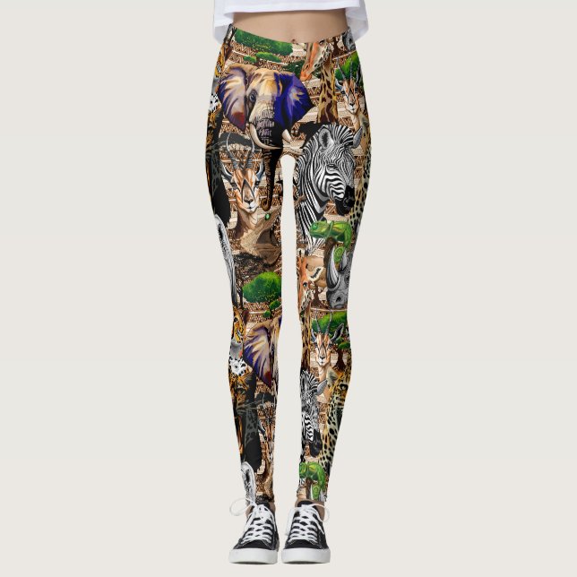 Legging Animais Selvagens da savana africana (Frente)