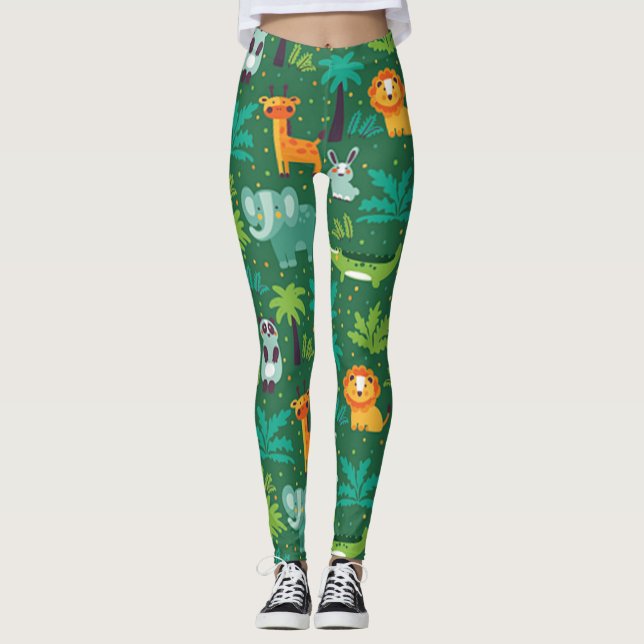 Legging Animais Selvagens Na Selva (Frente)