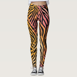 Legging Animais Selvagens Riscados Impressão assimétricos 