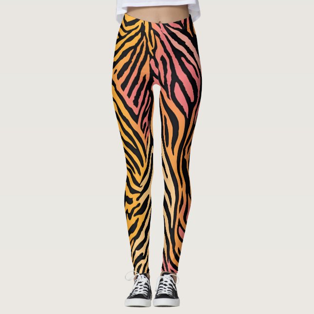 Legging Animais Selvagens Riscados Impressão assimétricos  (Frente)