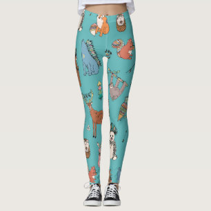 Legging Animais tribais: padrão florestal da floresta.