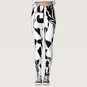 Legging Animal Abstrato Preto e Branco