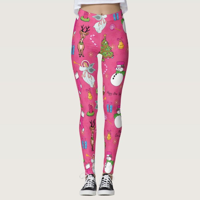 Legging Anjo de Natal, cervo e boneco de neve (Frente)