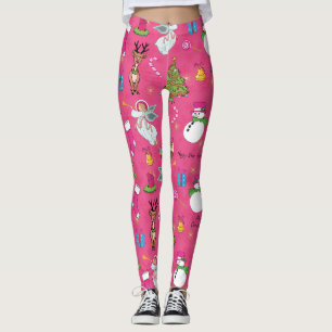 Legging Anjo de Natal, veado e boneco de neve