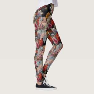 LEGGING ANJO ROMÂNTICO COLHENDO ROSAS ROSADAS E FLORES