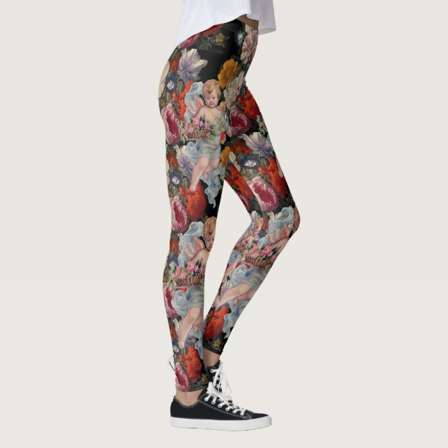 LEGGING ANJO ROMÂNTICO COLHENDO ROSAS ROSADAS E FLORES (Direita)