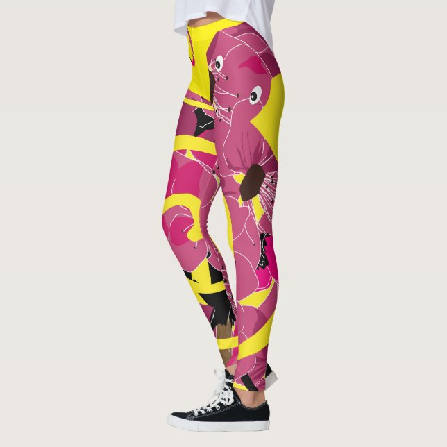 Legging ano do cobra, cobra floral vermelho (Esquerda)