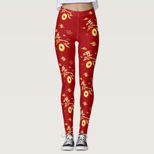 Legging Ano Novo Lunar Chinês do Cavalo 2026 4724 Fogo
