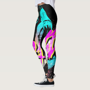 Legging anos 80 de tubarão azul-marinho dos anos 90