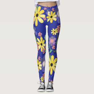 Legging Anos setenta Retro Grande Floral