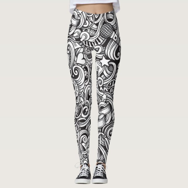 Legging Antecedentes de Música Vintage (Frente)