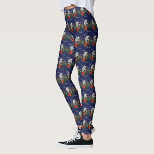 Legging Antigo Natal para Sheepdog Inglês