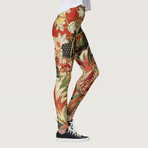 Legging ANTIQUE FLORES JAPONESAS FLORES Vermelhas Verde Pr
