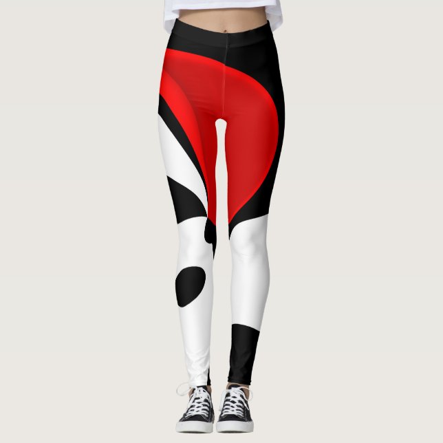 Legging Ao Sr. Redd: Abstrato Preto, Branco e Vermelho (Frente)