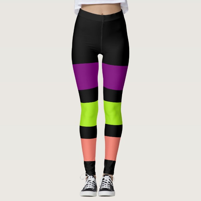 Legging APENAS STRIPES - roxo, primavera verde, salmão (Frente)